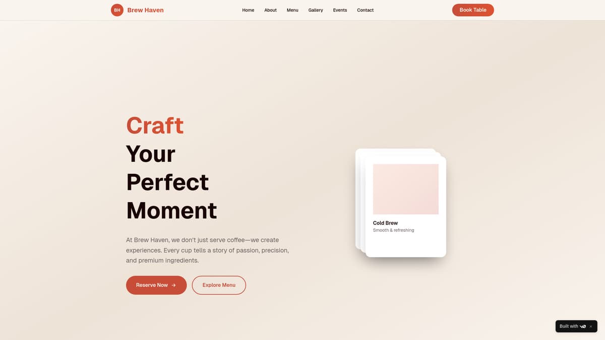 Café Landing Page